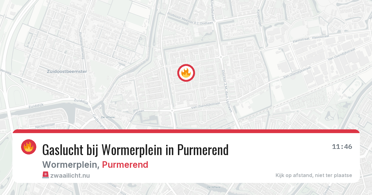 Gaslucht bij Wormerplein in Purmerend — 11 apr 2026