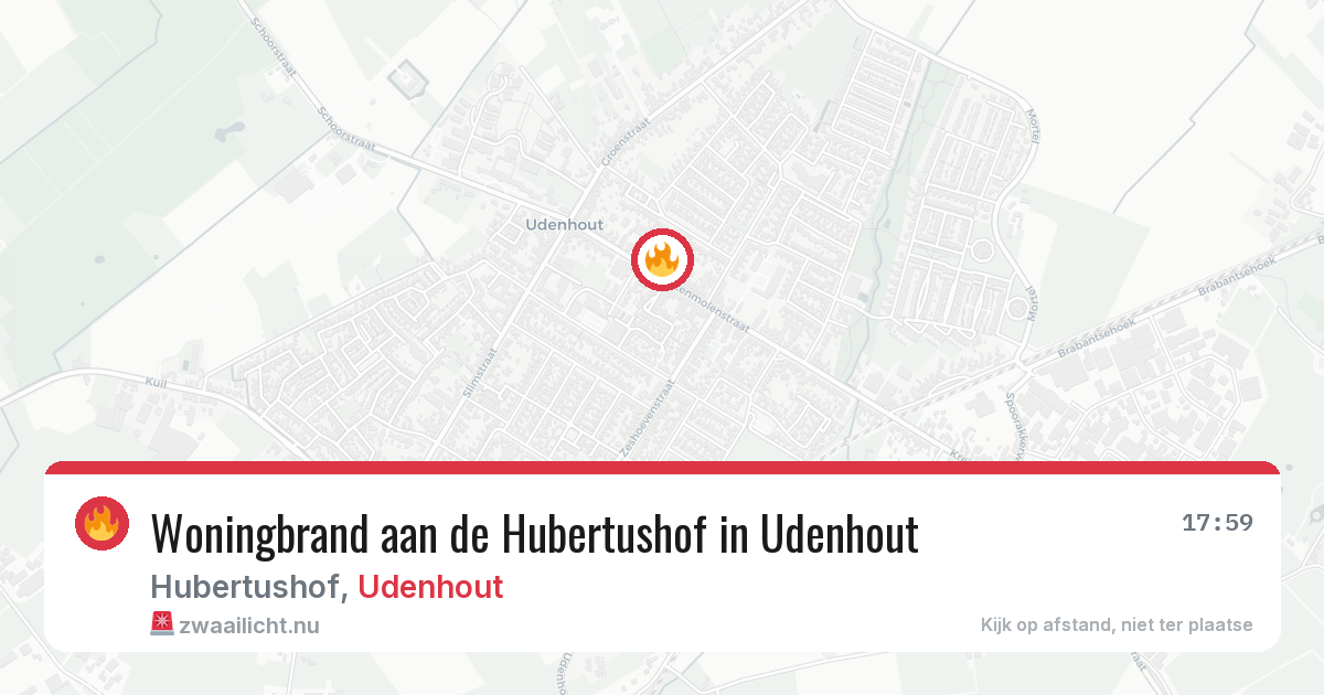 Woningbrand aan de Hubertushof in Udenhout — 29 apr 2026