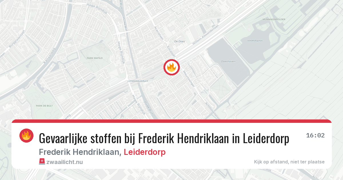 Gevaarlijke stoffen bij Frederik Hendriklaan in Leiderdorp — 20 mei 2026