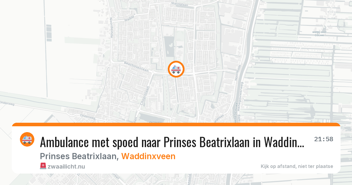 Ambulance met spoed naar Prinses Beatrixlaan in Waddinxveen — 24 apr 2026