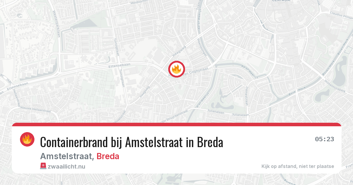 Containerbrand bij Amstelstraat in Breda — 27 jul 2026