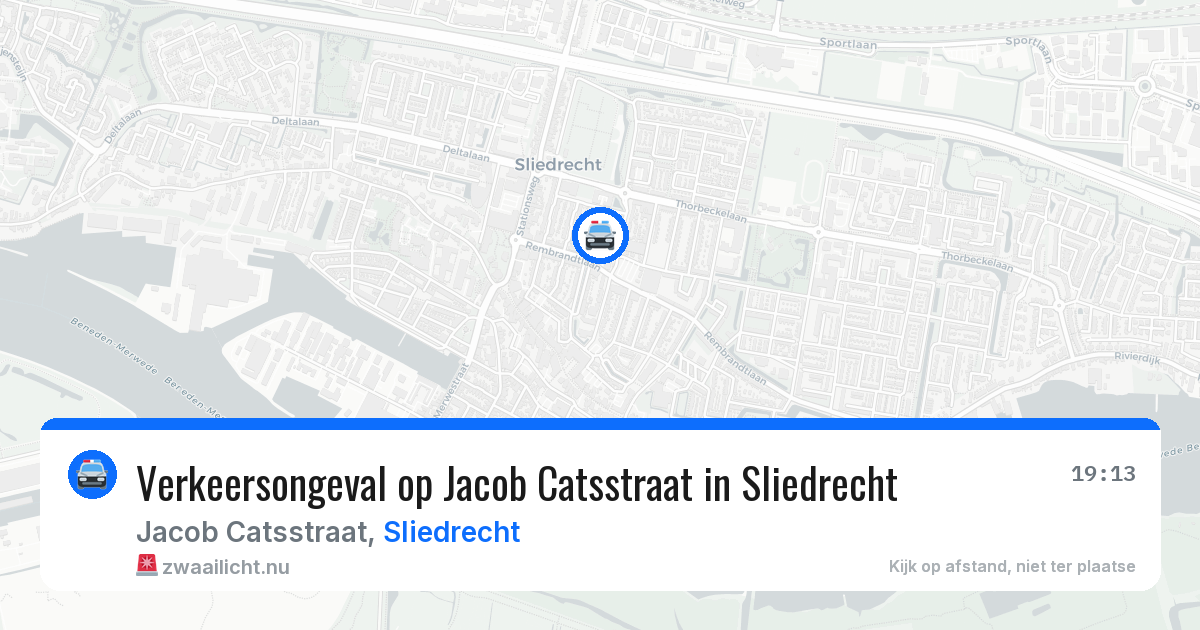 Verkeersongeval op Jacob Catsstraat in Sliedrecht — 10 jul 2026