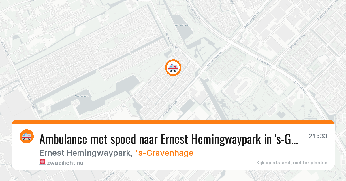 Ambulance met spoed naar Ernest Hemingwaypark in 's-Gravenhage — 18 jul 2026