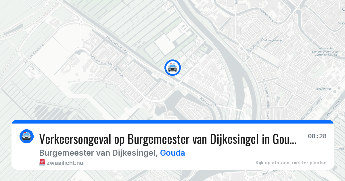 Verkeersongeval op Burgemeester van Dijkesingel in Gouda — 16 jul 2026