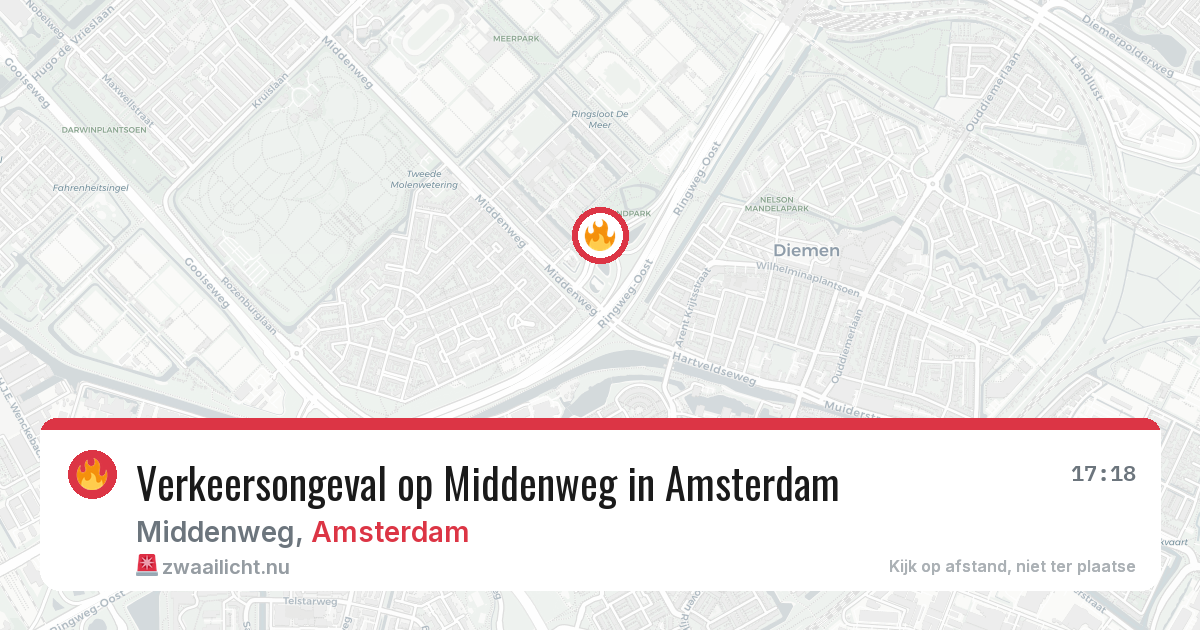 Verkeersongeval op Middenweg in Amsterdam — 14 jul 2026