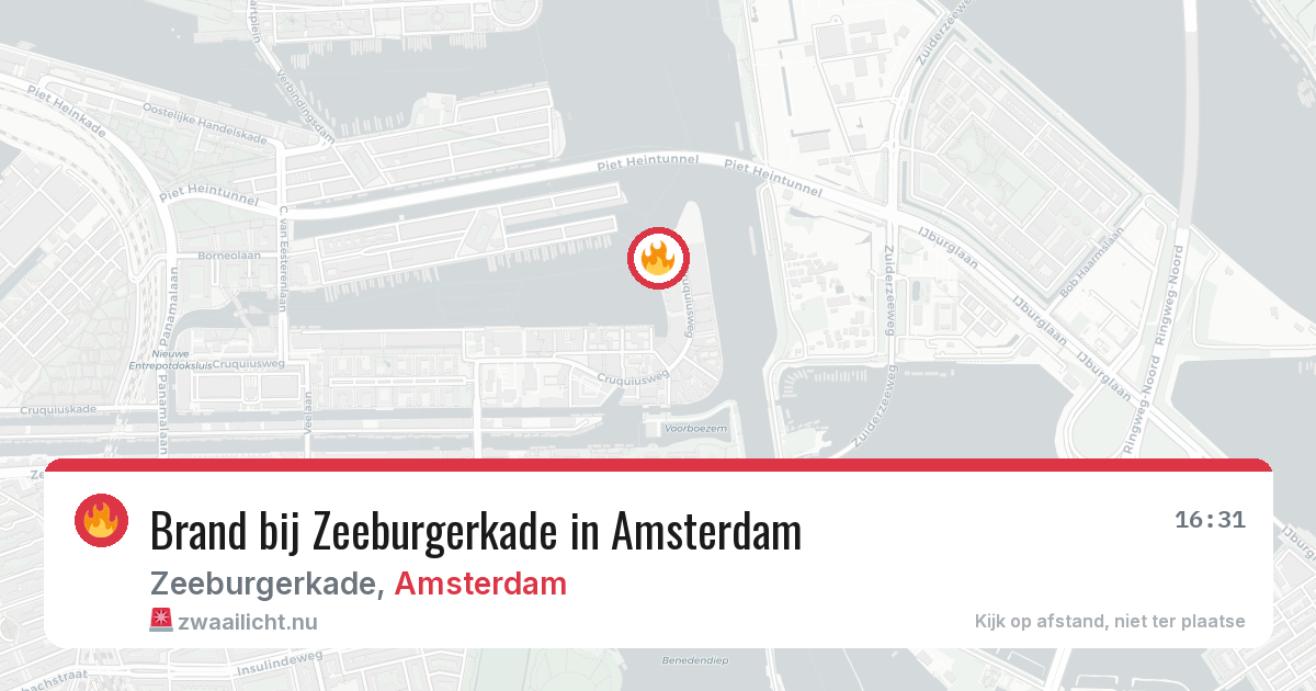 Brand bij Zeeburgerkade in Amsterdam — 24 jul 2026