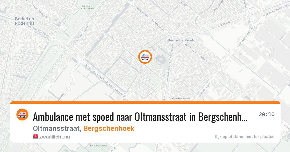 Ambulance met spoed naar Oltmansstraat in Bergschenhoek — 22 jul 2026