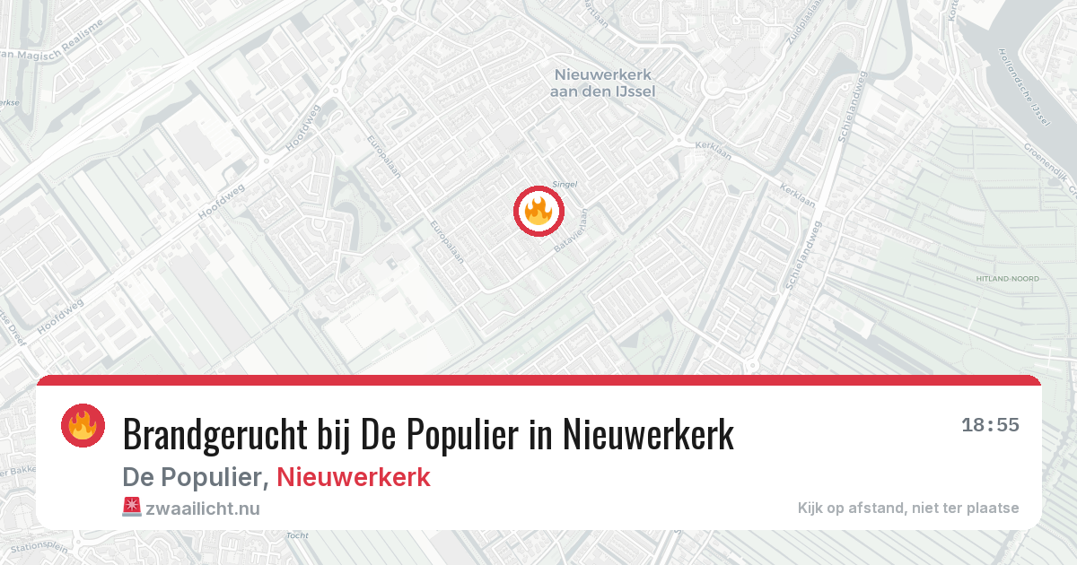 Brandgerucht bij De Populier in Nieuwerkerk — 21 jul 2026