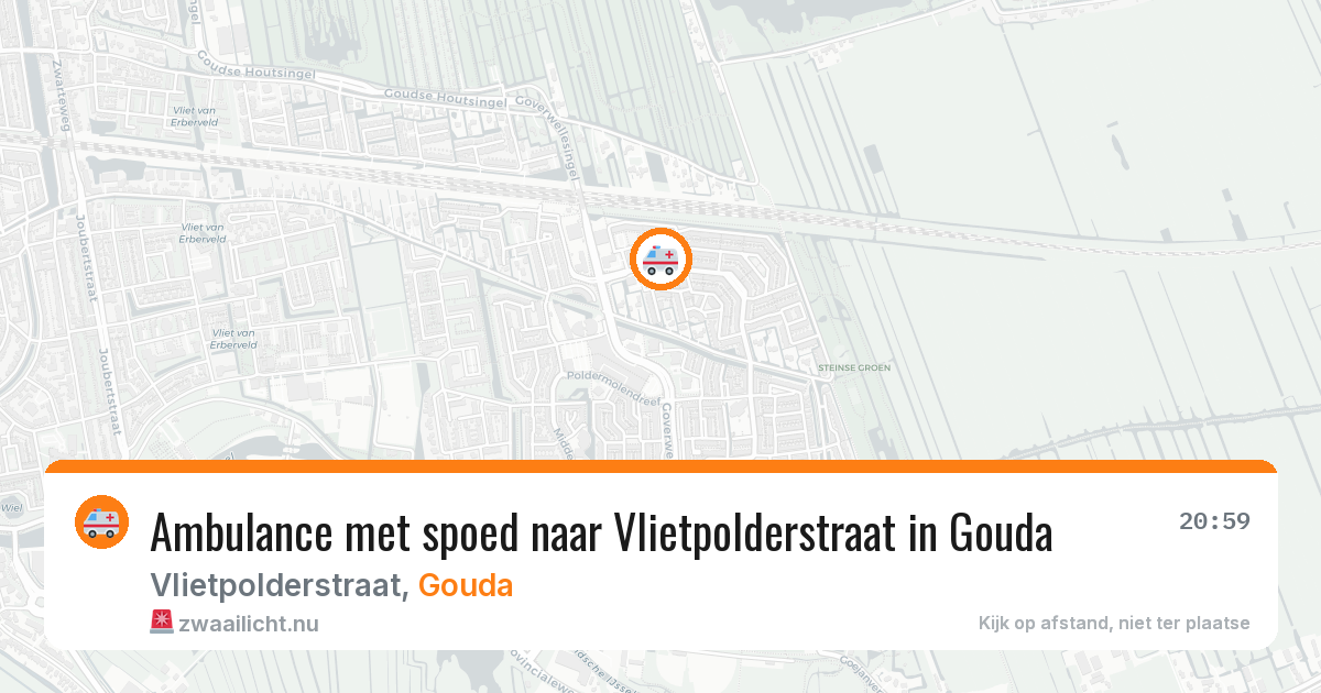 Ambulance met spoed naar Vlietpolderstraat in Gouda — 9 jul 2026
