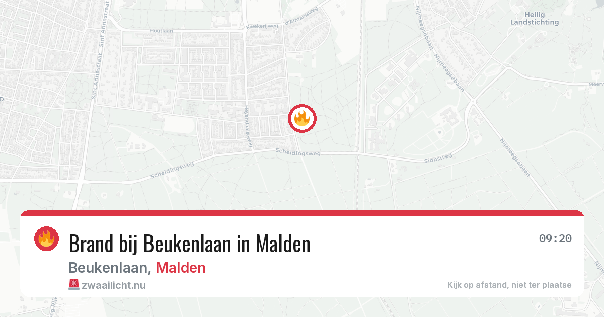 Brand bij Beukenlaan in Malden — 19 jul 2026