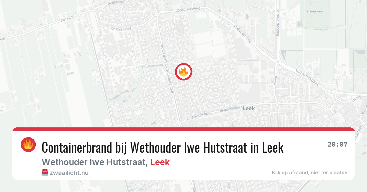 Containerbrand bij Wethouder Iwe Hutstraat in Leek — 26 mrt 2026