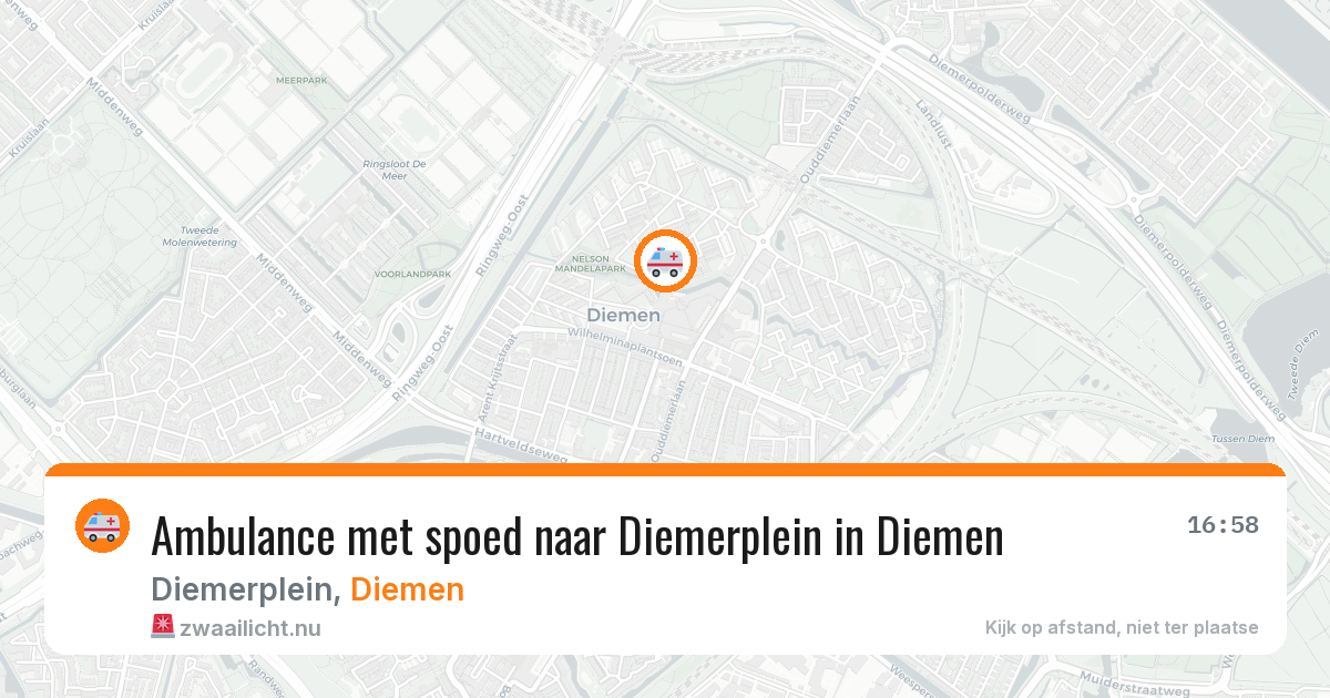 Ambulance met spoed naar Diemerplein in Diemen — 25 jul 2026