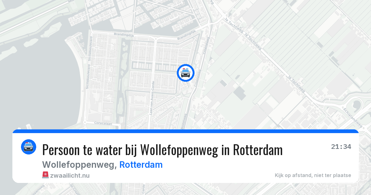 Persoon te water bij Wollefoppenweg in Rotterdam — 16 mrt 2026