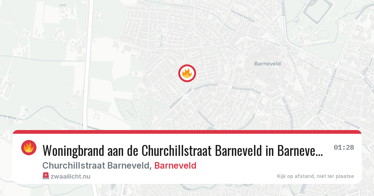Woningbrand aan de Churchillstraat Barneveld in Barneveld — 29 mrt 2026