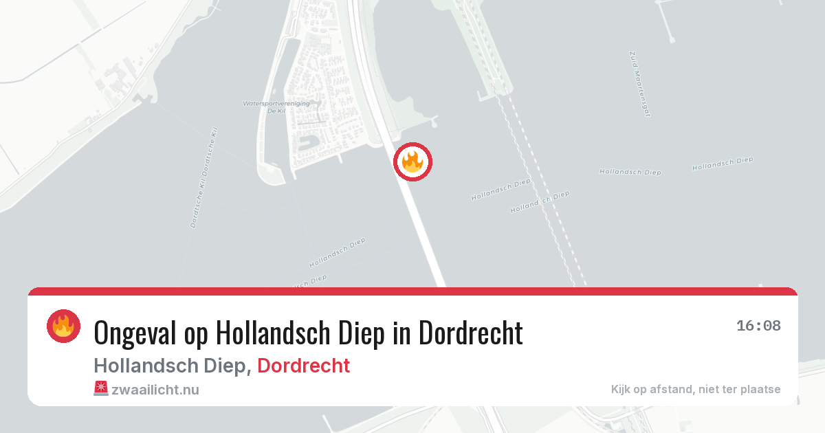Ongeval op Hollandsch Diep in Dordrecht — 13 jul 2026
