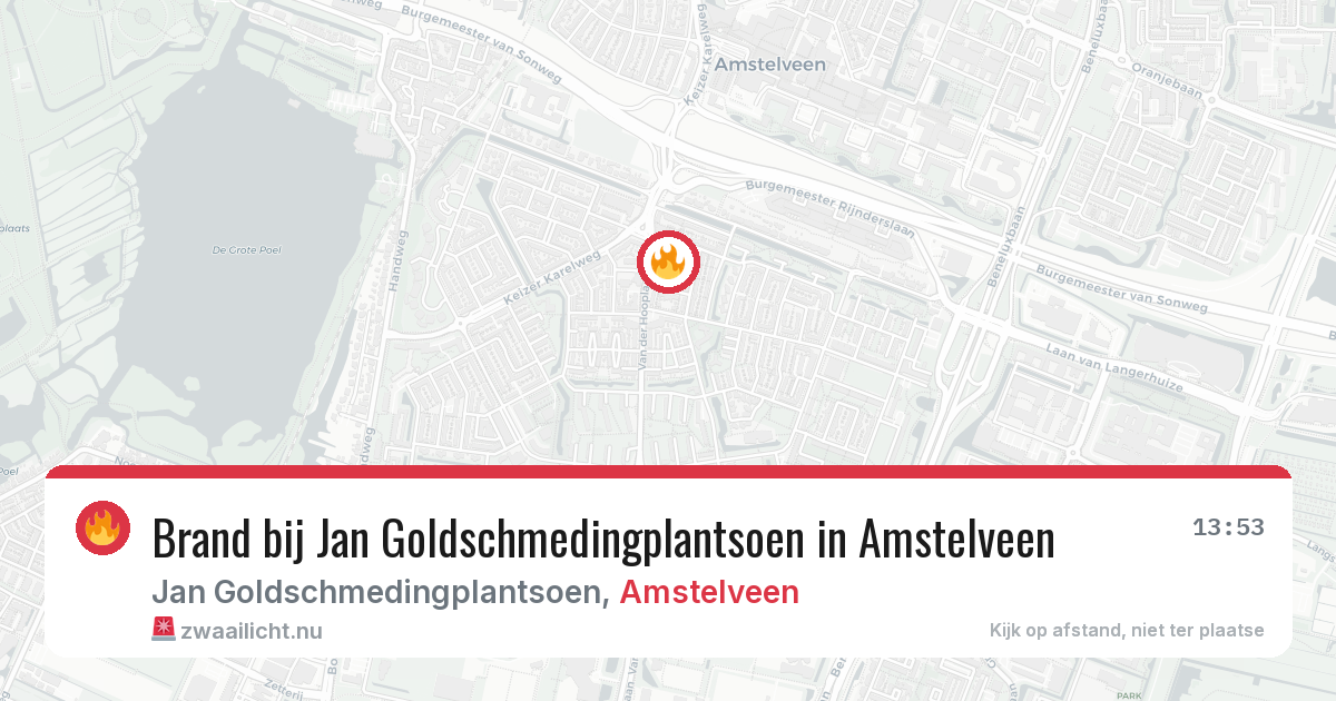 Brand bij Jan Goldschmedingplantsoen in Amstelveen — 22 jul 2026