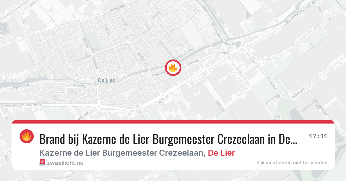 Brand bij Kazerne de Lier Burgemeester Crezeelaan in De Lier — 17 jul 2026