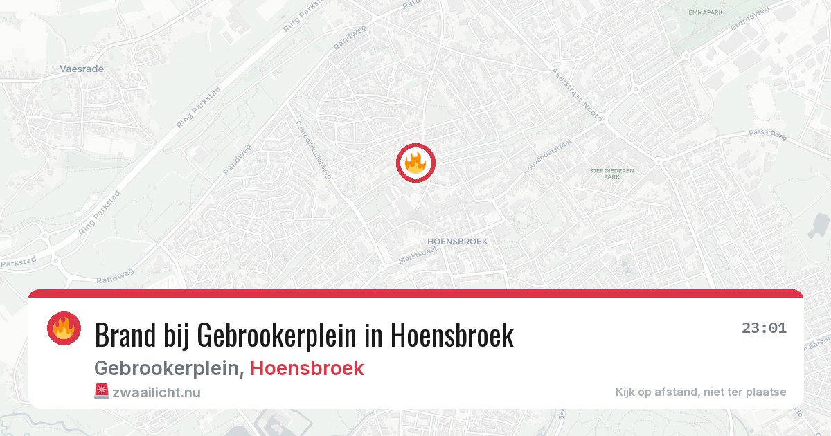 Brand bij Gebrookerplein in Hoensbroek — 18 jul 2026