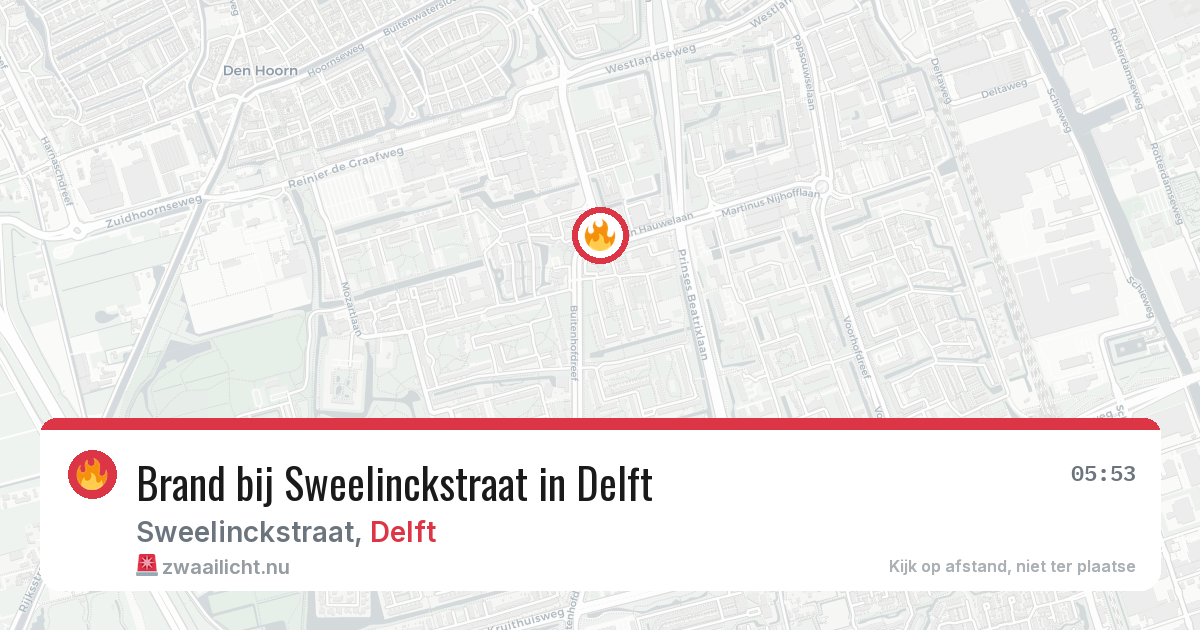 Brand bij Sweelinckstraat in Delft — 14 mei 2026