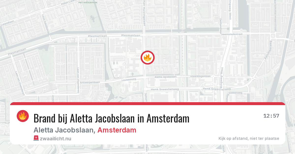 Brand bij Aletta Jacobslaan in Amsterdam — 26 jul 2026