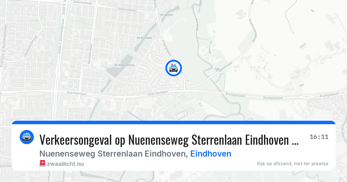 Verkeersongeval op Nuenenseweg Sterrenlaan Eindhoven in Eindhoven — 20 jul 2026