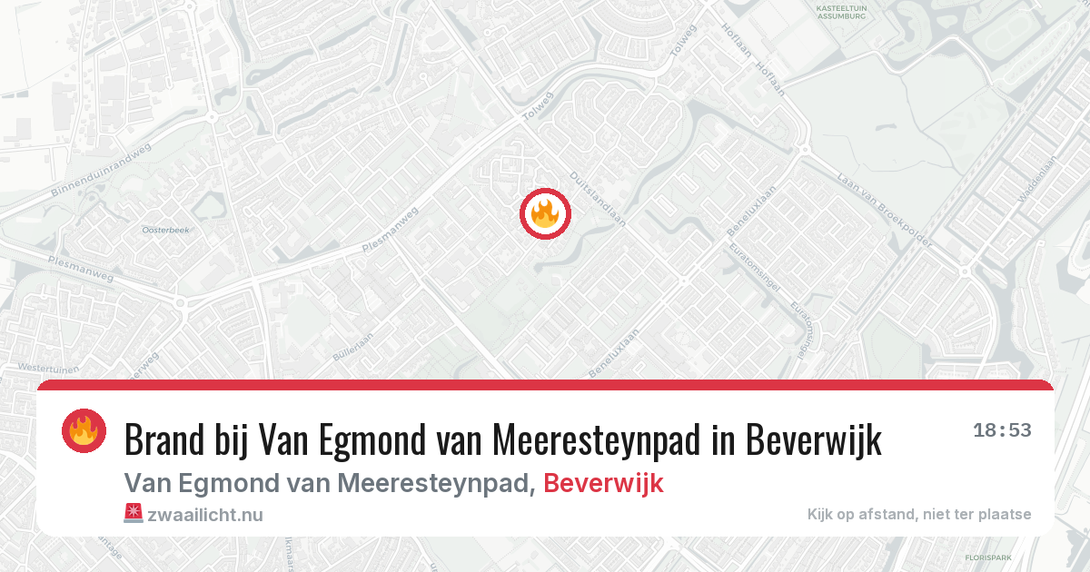 Brand bij Van Egmond van Meeresteynpad in Beverwijk — 20 jul 2026