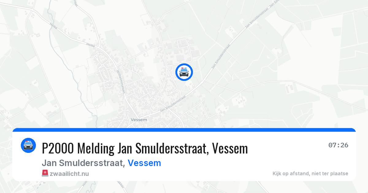 P2000 Melding Jan Smuldersstraat, Vessem — 7 jun 2026