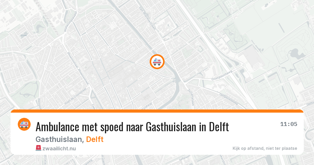 Ambulance met spoed naar Gasthuislaan in Delft — 21 mei 2026