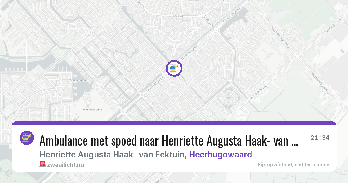 Ambulance met spoed naar Henriette Augusta Haak- van Eektuin in Heerhugowaard — 25 jul 2026