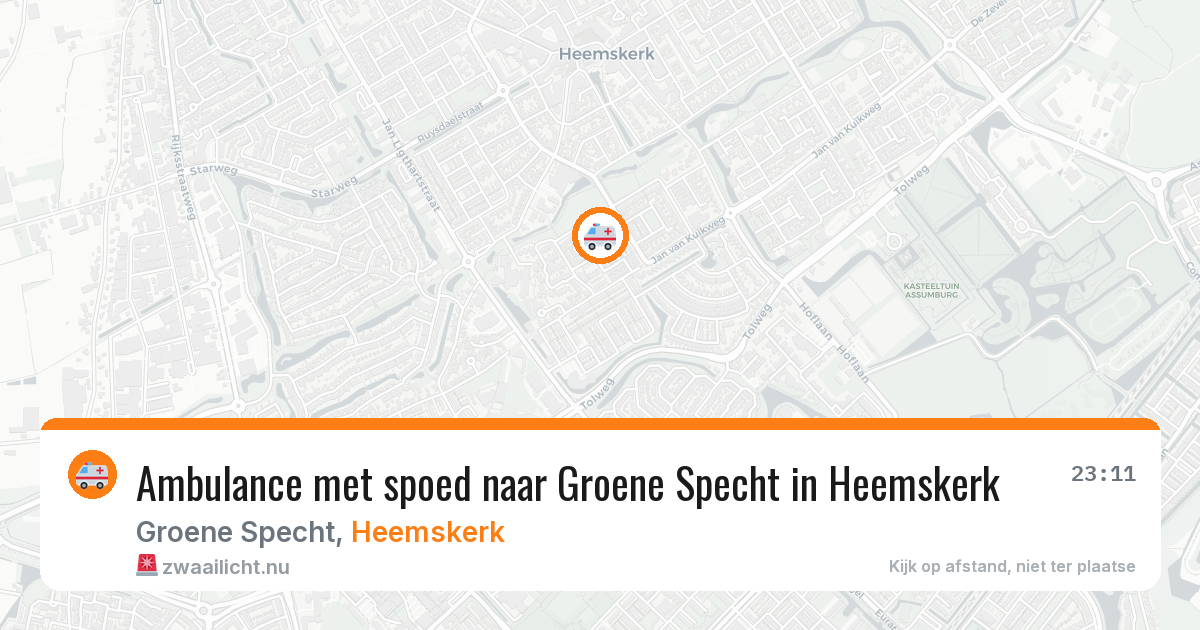 Ambulance met spoed naar Groene Specht in Heemskerk — 24 jul 2026