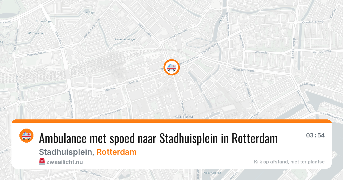 Ambulance met spoed naar Stadhuisplein in Rotterdam — 25 mei 2026