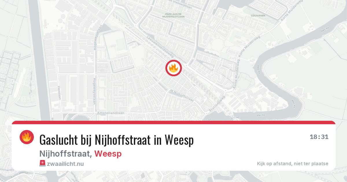 Gaslucht bij Nijhoffstraat in Weesp — 21 jul 2026