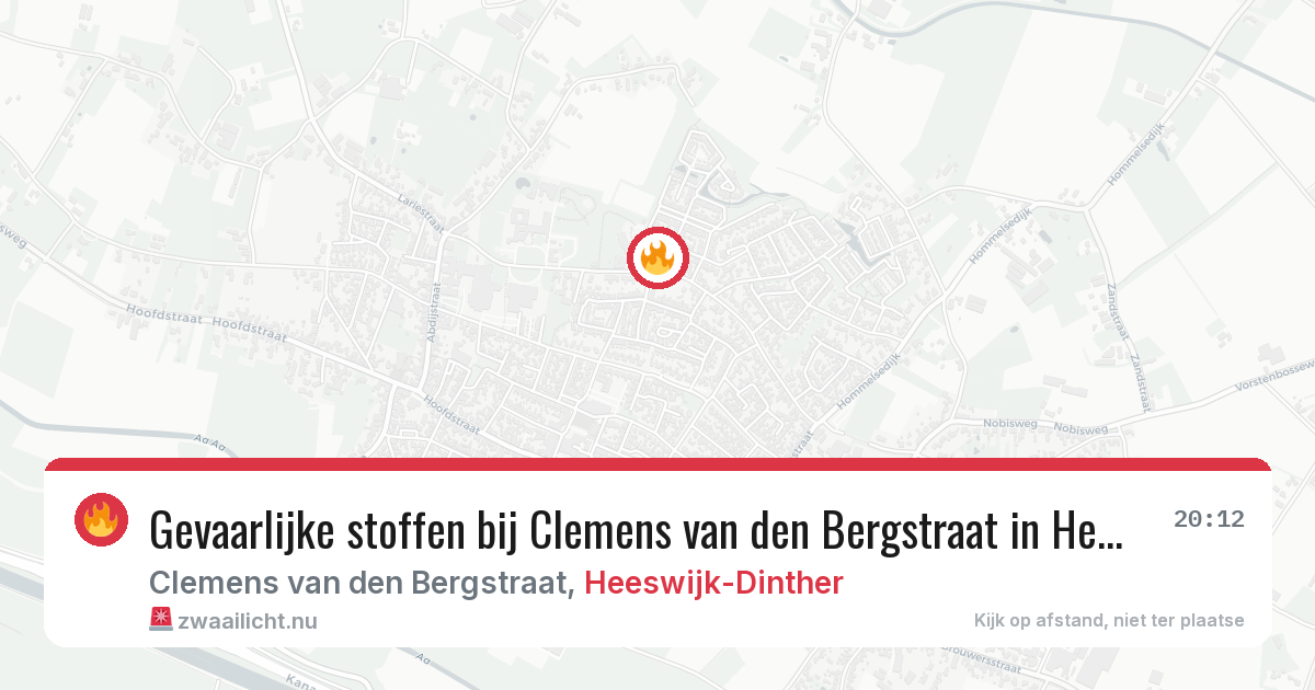 Gevaarlijke stoffen bij Clemens van den Bergstraat in Heeswijk-Dinther — 15 jul 2026