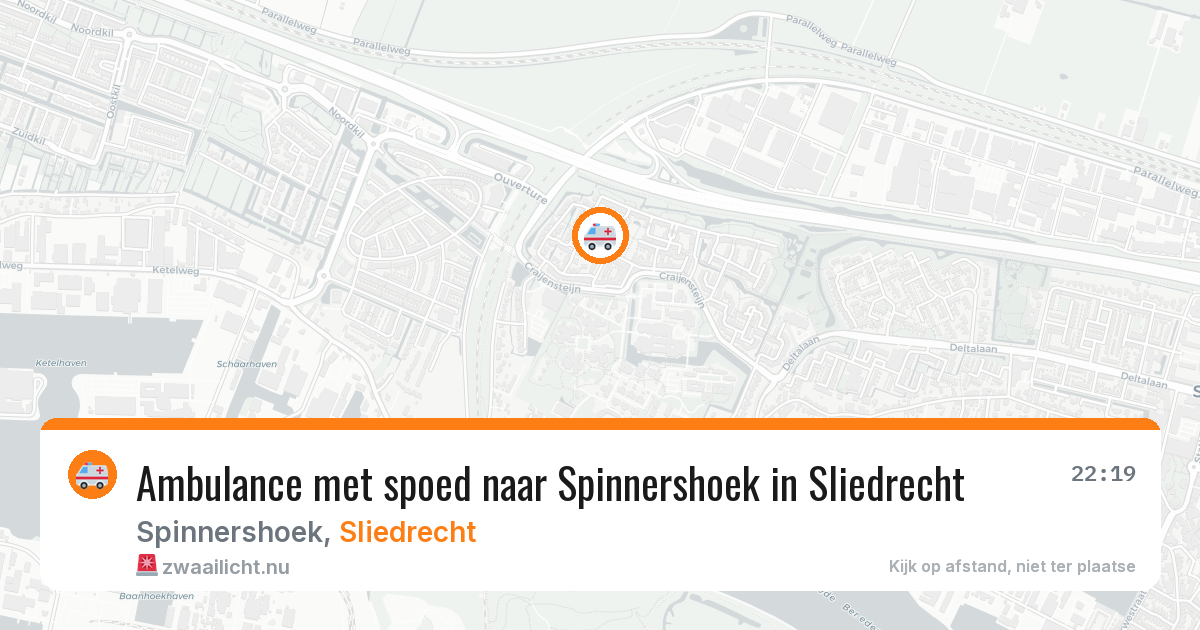 Ambulance met spoed naar Spinnershoek in Sliedrecht — 19 jul 2026