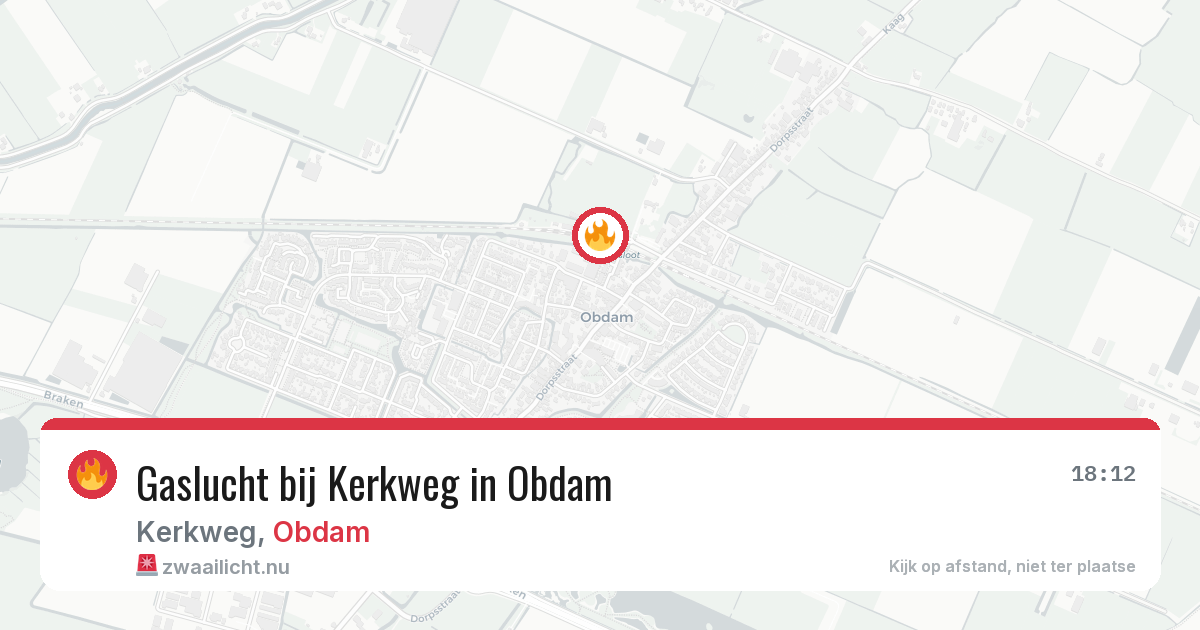 Gaslucht bij Kerkweg in Obdam — 20 jul 2026