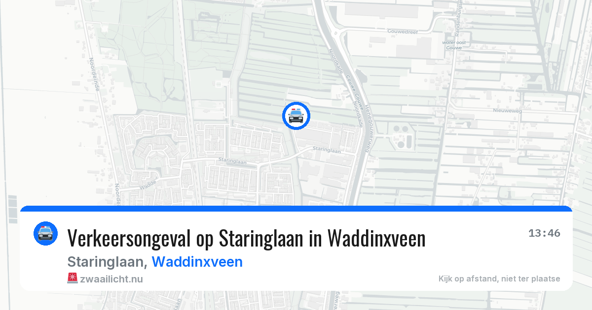Verkeersongeval op Staringlaan in Waddinxveen — 18 jul 2026