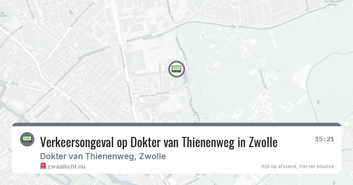 Verkeersongeval op Dokter van Thienenweg in Zwolle — 20 jul 2026
