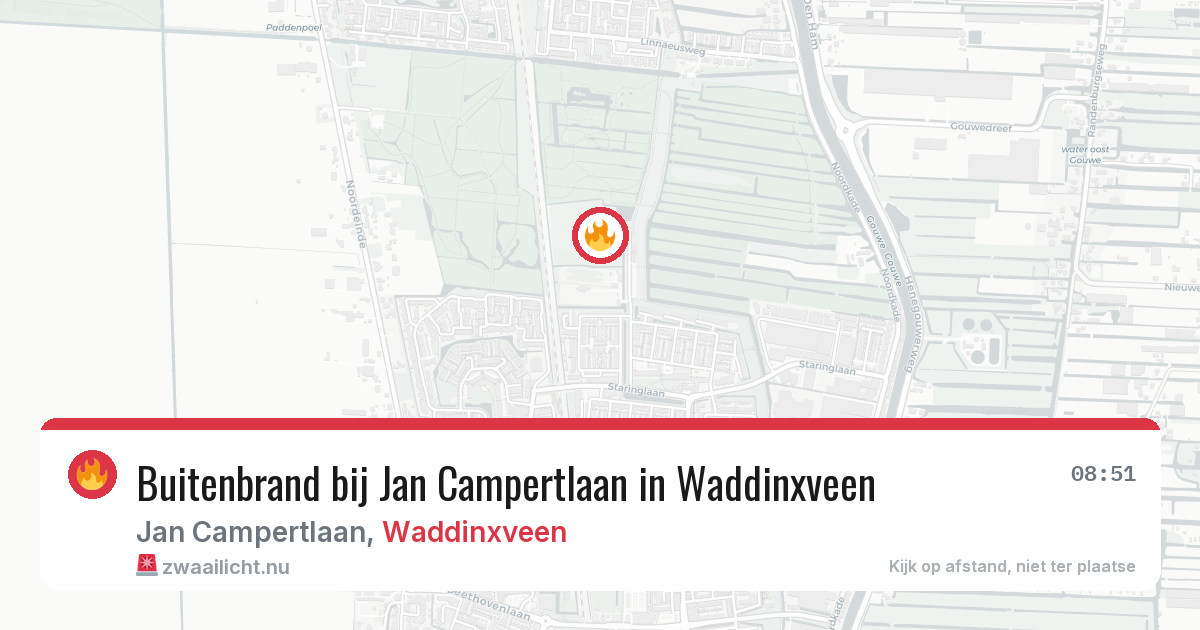 Buitenbrand bij Jan Campertlaan in Waddinxveen — 7 apr 2026