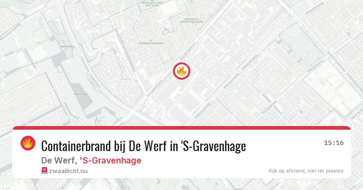 Containerbrand bij De Werf in 'S-Gravenhage — 17 jul 2026