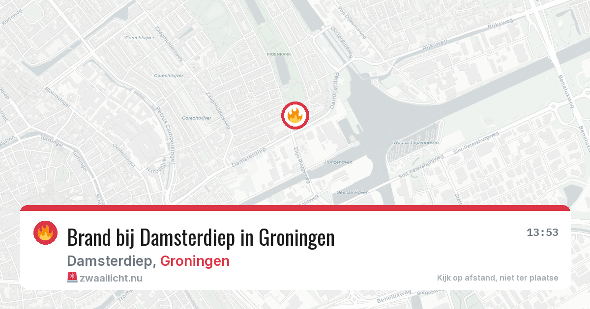 Brand bij Damsterdiep in Groningen — 27 apr 2026