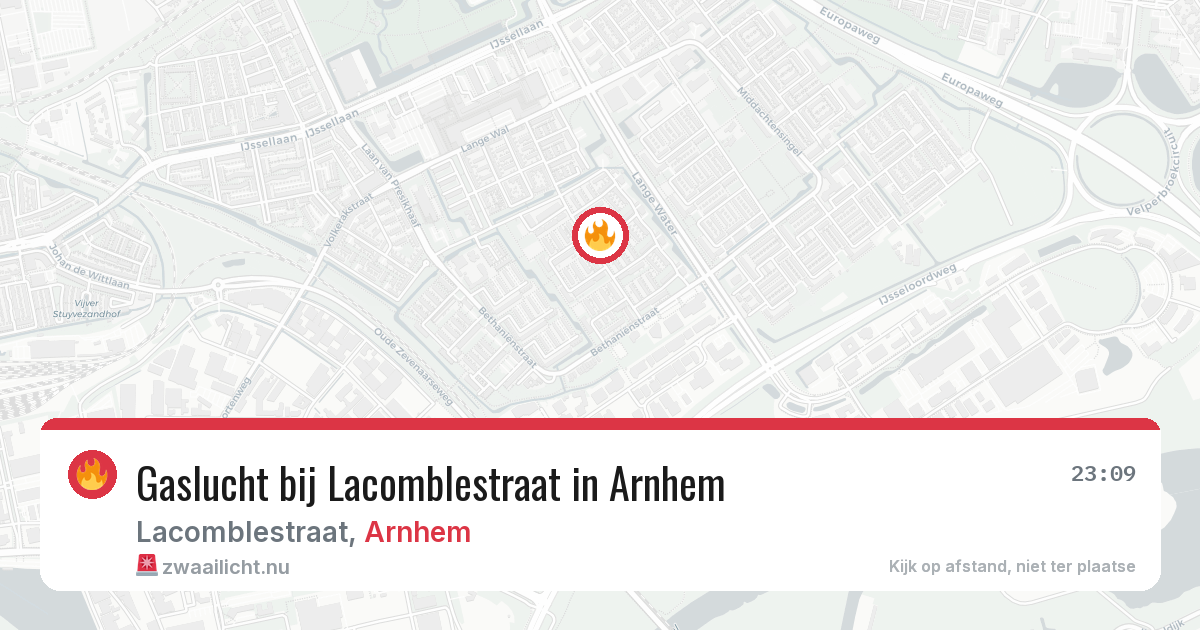 Gaslucht bij Lacomblestraat in Arnhem — 14 mei 2026