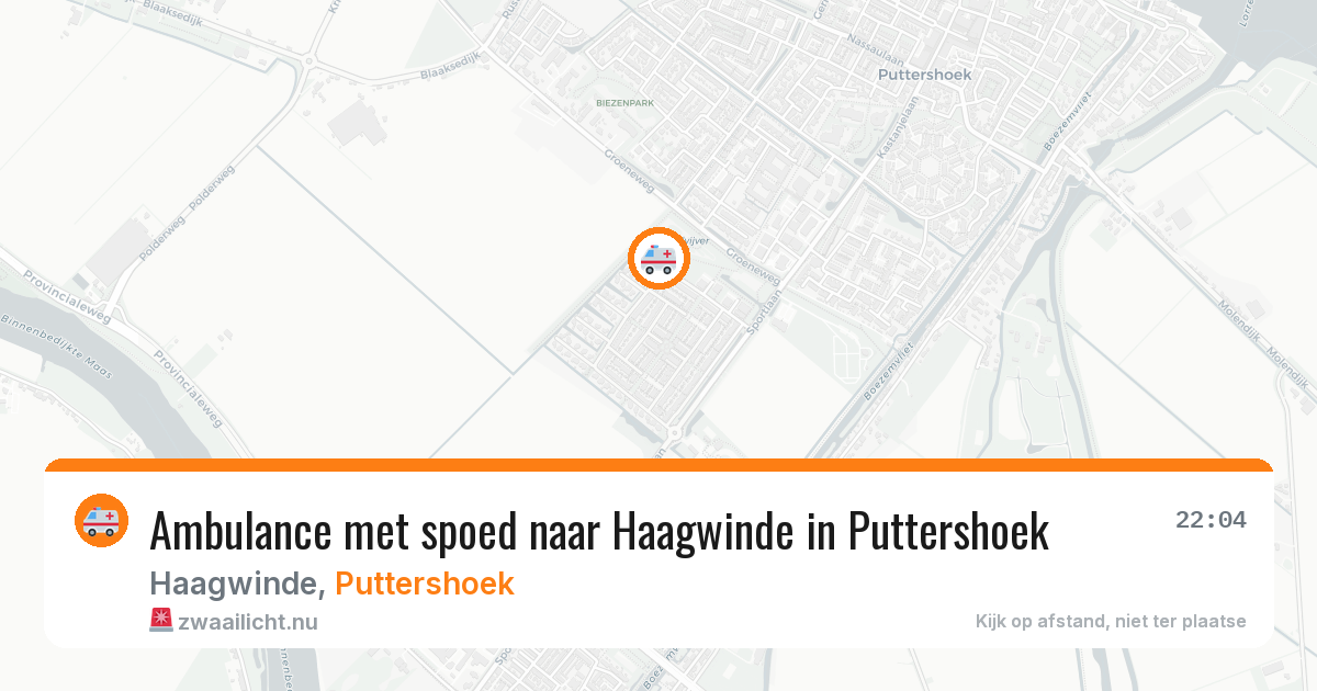 Ambulance met spoed naar Haagwinde in Puttershoek — 16 mrt 2026
