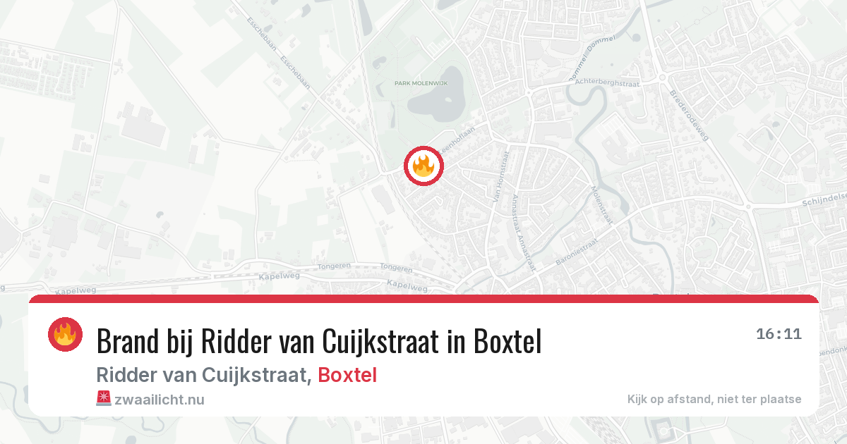Brand bij Ridder van Cuijkstraat in Boxtel — 19 jul 2026