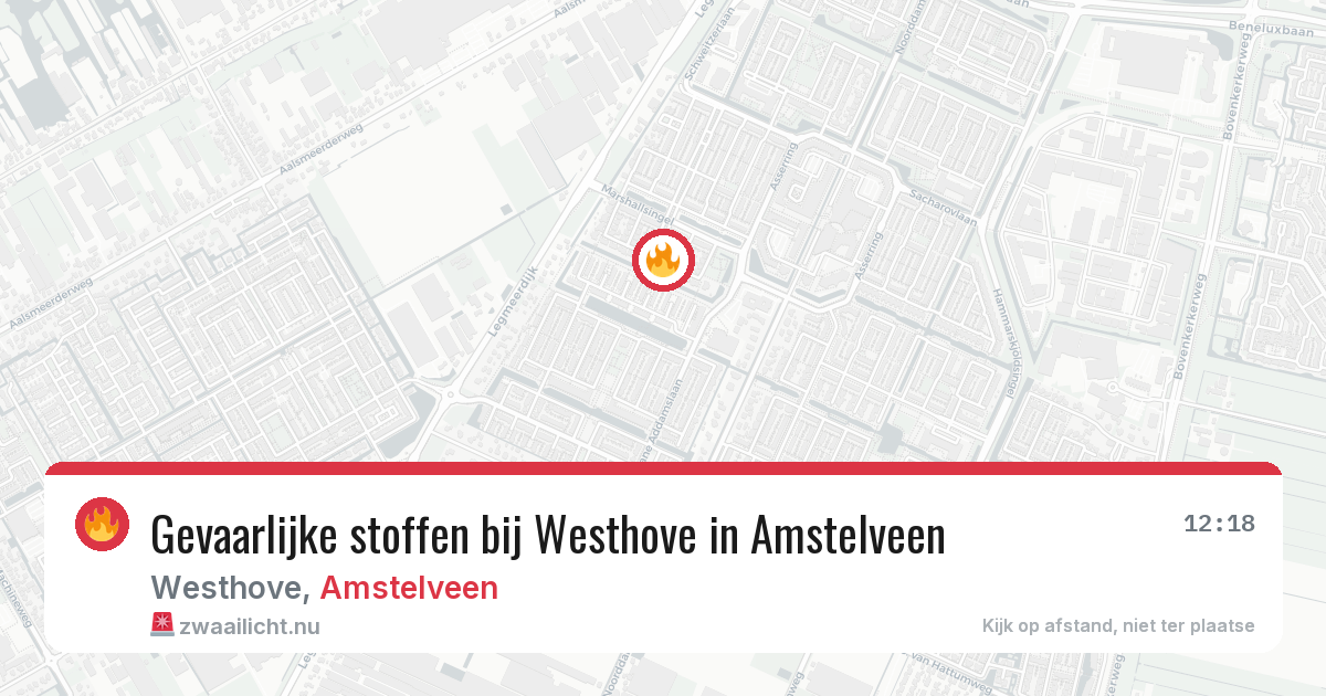Gevaarlijke stoffen bij Westhove in Amstelveen — 12 jul 2026
