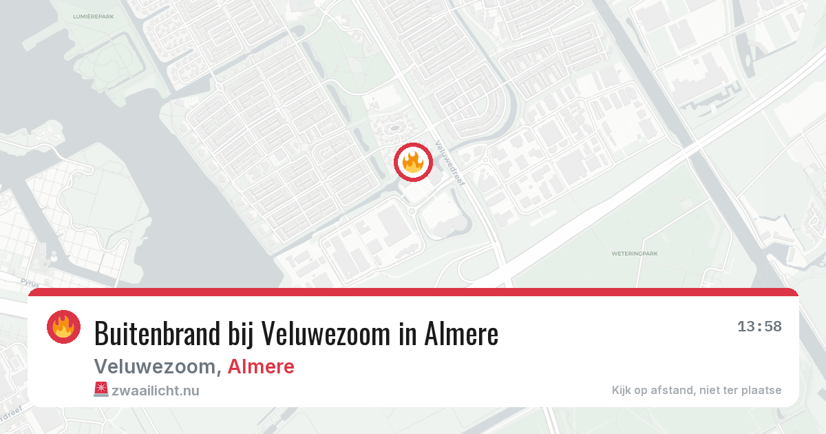 Buitenbrand bij Veluwezoom in Almere — 26 mrt 2026