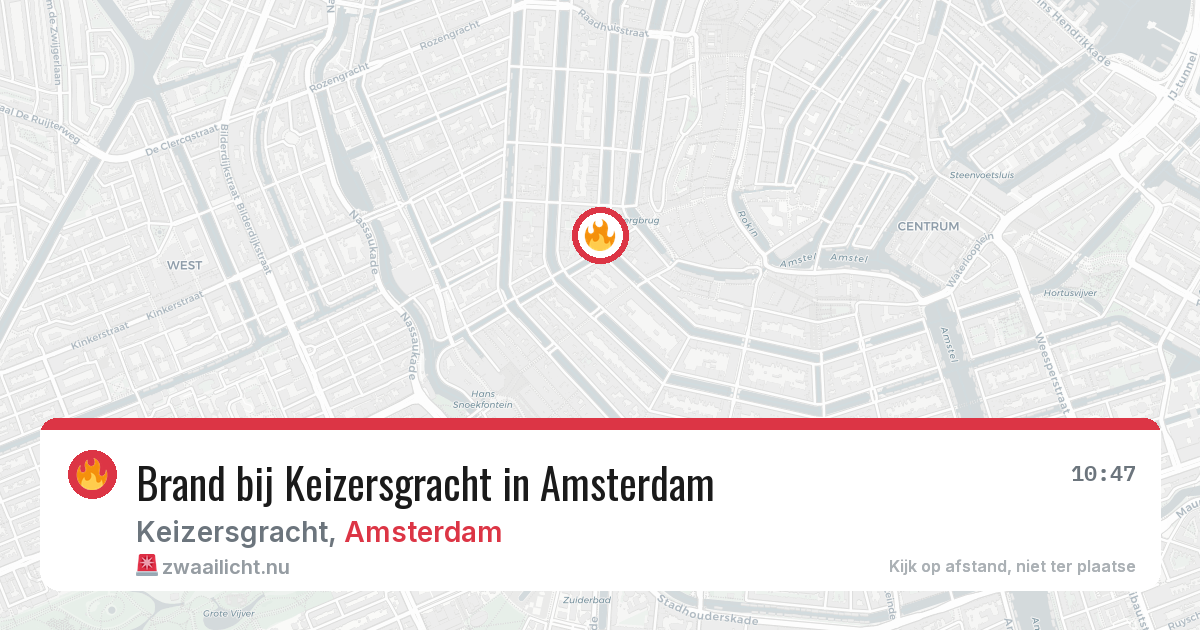 Brand bij Keizersgracht in Amsterdam — 20 jul 2026