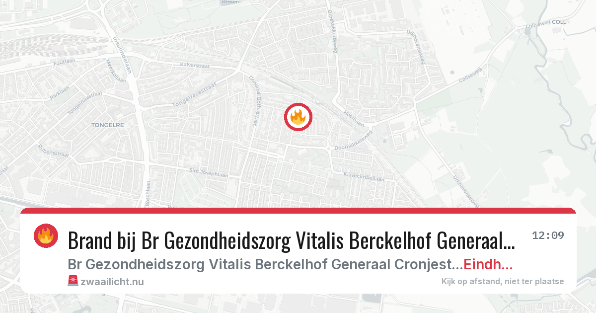 Brand bij Br Gezondheidszorg Vitalis Berckelhof Generaal Cronjestraat Eindhoven in Eindhoven — 25 mrt 2026