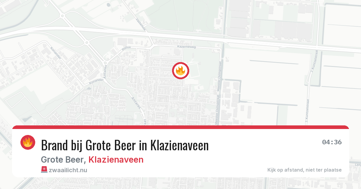 Brand bij Grote Beer in Klazienaveen — 14 mrt 2026