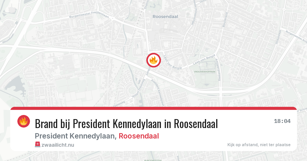Brand bij President Kennedylaan in Roosendaal — 23 jul 2026