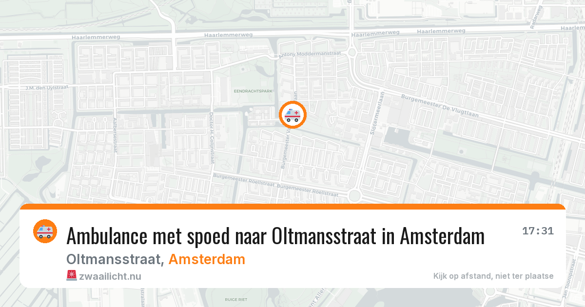 Ambulance met spoed naar Oltmansstraat in Amsterdam — 24 mei 2026